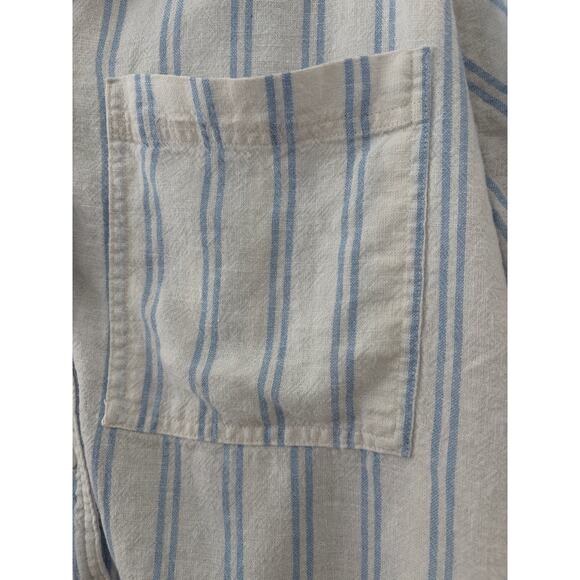 Buffalo David Bitton XXL Blue White Striped Linen Blend Button Down Shirt - Picture 4 of 8